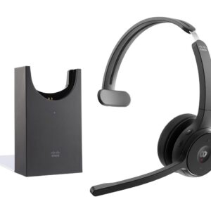 Cisco Ess Single On-Ear Bluetooth  Headphones, Webex Button,  Usb-A Hd Bluetooth Adapter, Soft Case, Charging Stand, Carbon Black, 1-Year