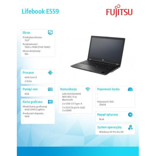 Fujitsu Notebook Core i3 8 GB DDR4 2133/2400 256GB W10