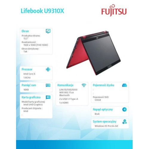 FUJITSU Lifebook U9310X UB Red 13,3