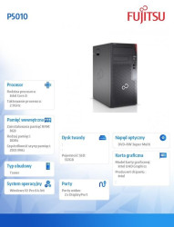FUJITSU ESPRIMO P5010 E85+ i5-10400 8GB DVD-SM SSD 512GB NVMe SPK WiFi BT Win10 Pro64 3YOS