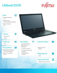 Notebook Lifebook E5510/W10P/15 i5-10210U/8G/SSD256 M.2 PCK:E5510M451FPL