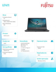 Laptop Fujitsu Lifebook U7411 FHD i5-1145G7 16GB 512SSD W10P 3YOS