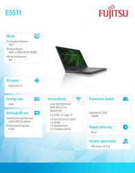 LIFEBOOK E5511 15,6' i5-1135G7 8GB SSD256GB IR_HD cam FI&S.C. TMP NoLTE WiFi6 Win10P 3yOS