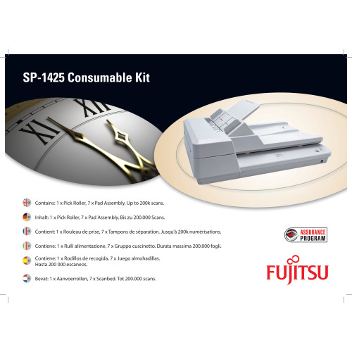 SP1425 CONSUMABLE KIT/For SP1425 only. 7 Pick Rollers and 1 Separator Roller. Usage up to 100,000 scans or 1 year after fitting.