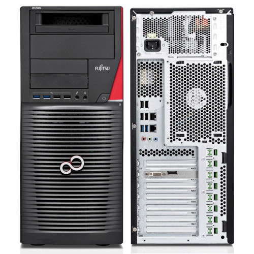 FUJITSU CELSIUS M740 Xeon E5-1620v3 2x8GB ECC brak-VGA DVD-SM MultiCard Reader 24in1 SSD 256GB HDD 2TB KB Mouse Win10 Pro/Win7 P