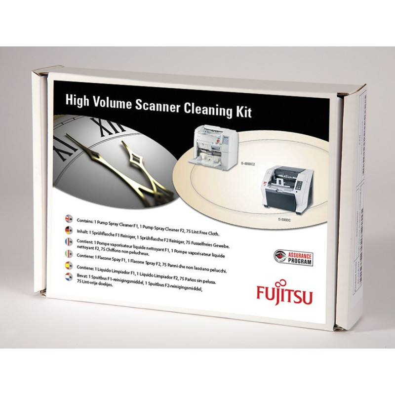 HIGH VOLUME SCANNER CLEANING/1 x Bottle F1 Fluid, 1 x Bottle F2 Fluid, 75 x Lint Free Cleaning Cloths, Instructions for M4099D, 